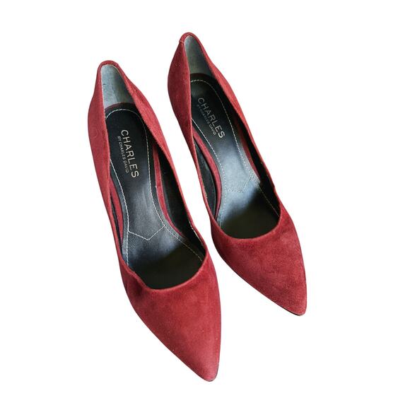 Charles David Wine Red Suede Stiletto Heel Pumps 9M Vamp Romantic Witchy Goth - Picture 2 of 6